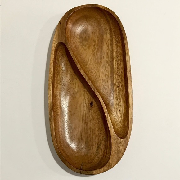 Vintage MCM Two Part Wood Serving Tray - Picture 4 of 7